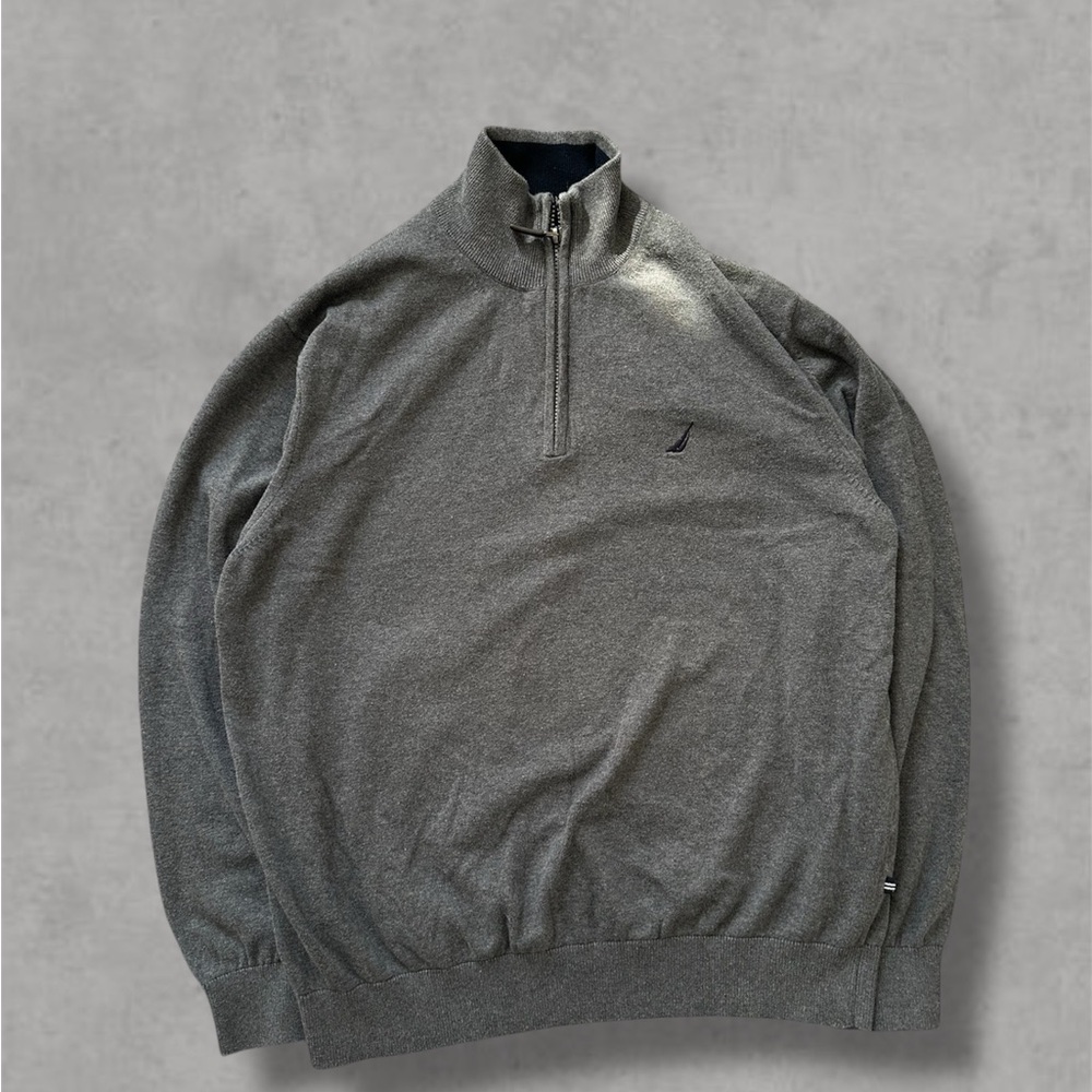 Nautica Sweater Adult Extra Large Gray Outdoor Sailing Zipper Zip Sweatshirt Men